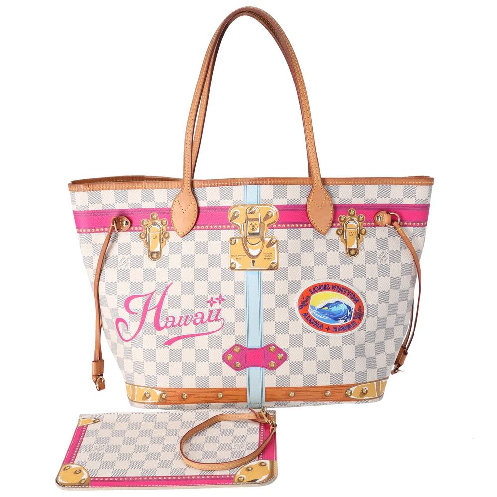 Louis Vuitton Neverfull MM Summer Trunk Hawaii Tote Bag N41734 Damier Azur